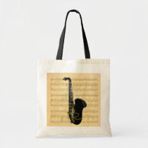Gold and Black Saxophone Canvas Crafts & Shopping Canvas Bag  at Zazzle
