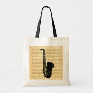 Gold and Black Saxophone Canvas Crafts & Shopping Canvas Bag