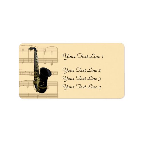 Gold and Black Saxophone Sheet Music Labels label