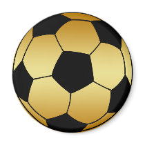 GOLD AND BLACK SOCCER BALL REFRIGERATOR MAGNET