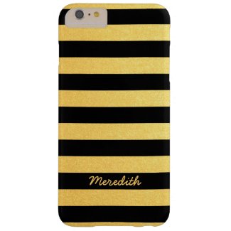Gold and Black Stripes with Name iPhone 6 Plus Case