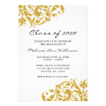 Gold and Black Swirl Graduation Announcement