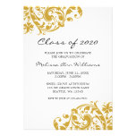 Gold and Black Swirl Graduation Announcement at Zazzle