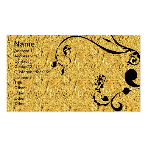 Gold and Black Swirls Business Card Templates (front side)