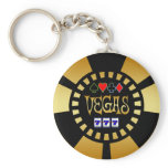 GOLD AND BLACK VEGAS POKER CHIP KEYCHAINS