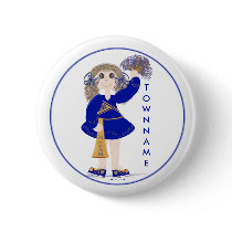 Gold and Blue Cheerleader Personalized Button