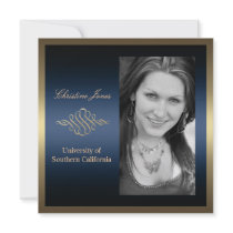 Gold and Blue Graduation Invitation