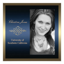 Gold and Blue Graduation Invitation