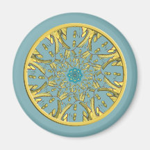 Gold and Blue Lotus Mandala Magnet