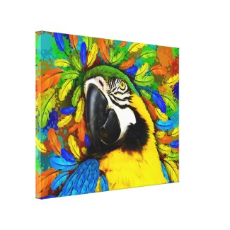 Gold and Blue Macaw Parrot Fantasy Canvas_Print Canvas Print