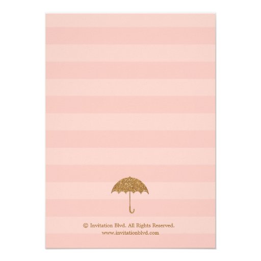 Gold and Blush Umbrella & Hearts Bridal Shower Announcement