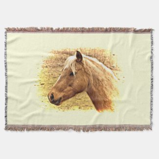 Gold and Brown Horse Animal Throw Blanket