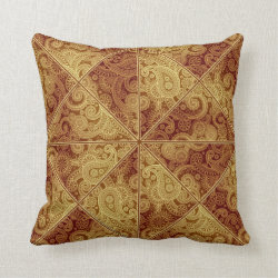 Gold and Burgundy Paisley Pattern Pillow