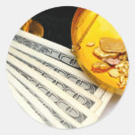 Gold And Cash Round Stickers