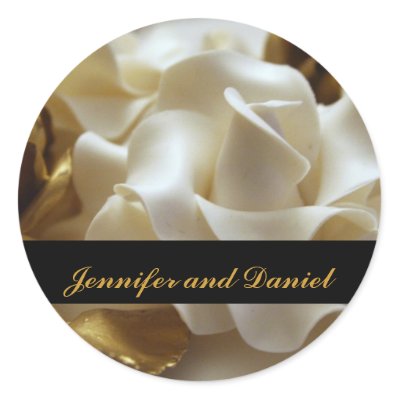 Gold and Cream Wedding Rose Favor Stickers