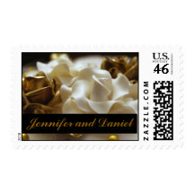 Gold and Cream Wedding Rose Wedding Postage Stamps