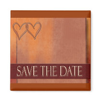 Gold and deep red Save the Date magnet magnets