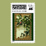 Gold and Green Feline Christmas Postage Gold and Green Feline Christmas Postage