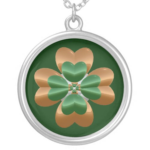 Gold and Green Shamrock of Ireland Silver Necklace necklace