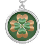 Gold and Green Shamrock of Ireland Silver Necklace