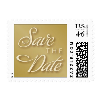 Gold and Ivory Save the Date Postage Stamp