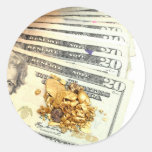 Gold And Money Round Stickers
