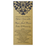 gold and "navy blue" Wedding program Personalized Rack Card