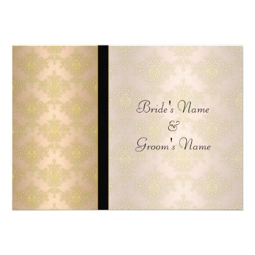Gold and Peach Damask Wedding Invitations