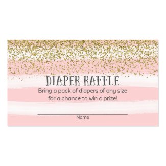 Gold and Pink Baby Shower Diaper Raffle Tickets Business Card