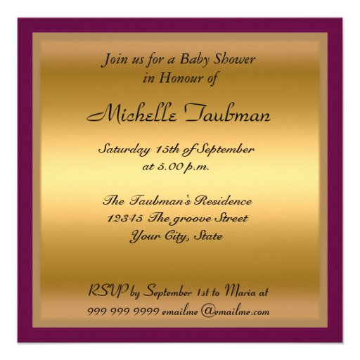 Gold and Pink Baby Shower Invitation