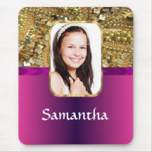 Gold and pink bling mousepads