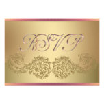 Gold and pink damask RSVP cards invitations
