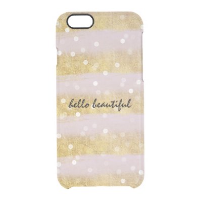 Gold and Pink Stripes Bokeh Confetti Clear iPhone 6/6S Case