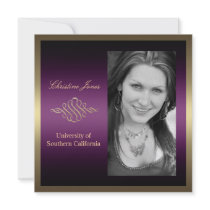 Gold and Purple Graduation Invitation