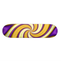 gold and purple spiraling abstract skateboards