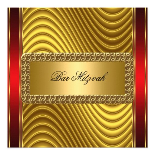 Gold and Red Art Deco Bar Mitzvah  Invitation