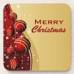 Gold and Red Christmas Balls Beverage Coasters