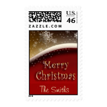Gold and red custom Christmas Postage