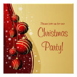 Gold and Red Luxury linen Christmas Party Invites