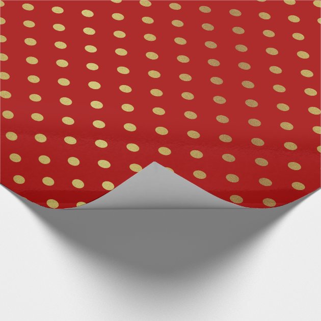 Gold and Red Polka Dots Pattern Wrapping Paper 4/4
