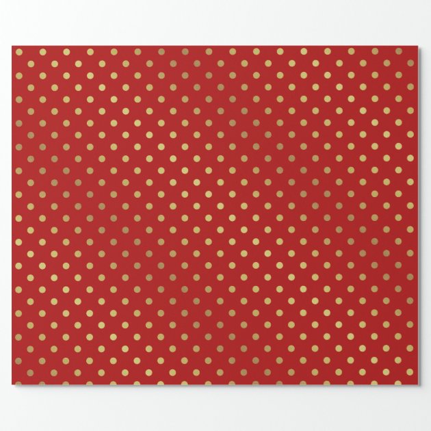 Gold and Red Polka Dots Pattern Wrapping Paper 2/4