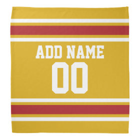 Gold and Red Sports Jersey Custom Name Number Bandana