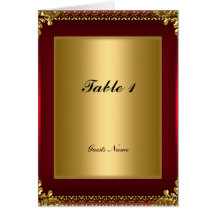 Gold and Red Table Placement Card and Menu