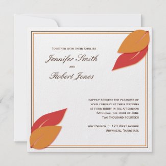 Gold and Rust Fall Leaf Wedding Invitation invitation