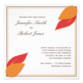 Gold and Rust Fall Leaf Wedding Invitation