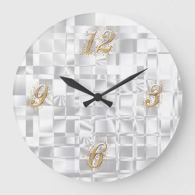 Gold And Silver Bling Wall Clock Zazzle