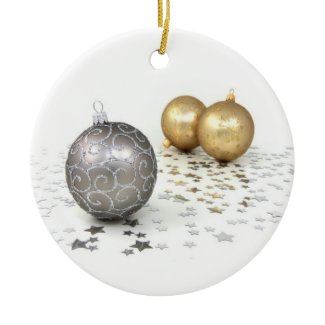 Gold and Silver Christmas Ornaments and Stars ornament