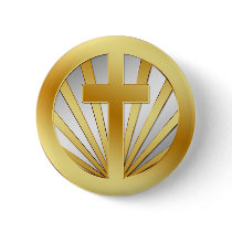 GOLD AND SILVER CROSS PINBACK BUTTONS