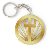 GOLD AND SILVER CROSS KEYCHAIN
