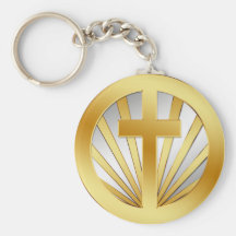 GOLD AND SILVER CROSS KEYCHAIN